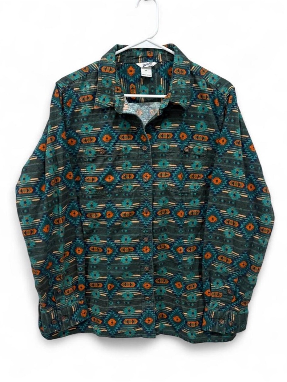 Men's Duluth Trading Co Aztec Southwestern Print Button Down Flannel XL Cabin